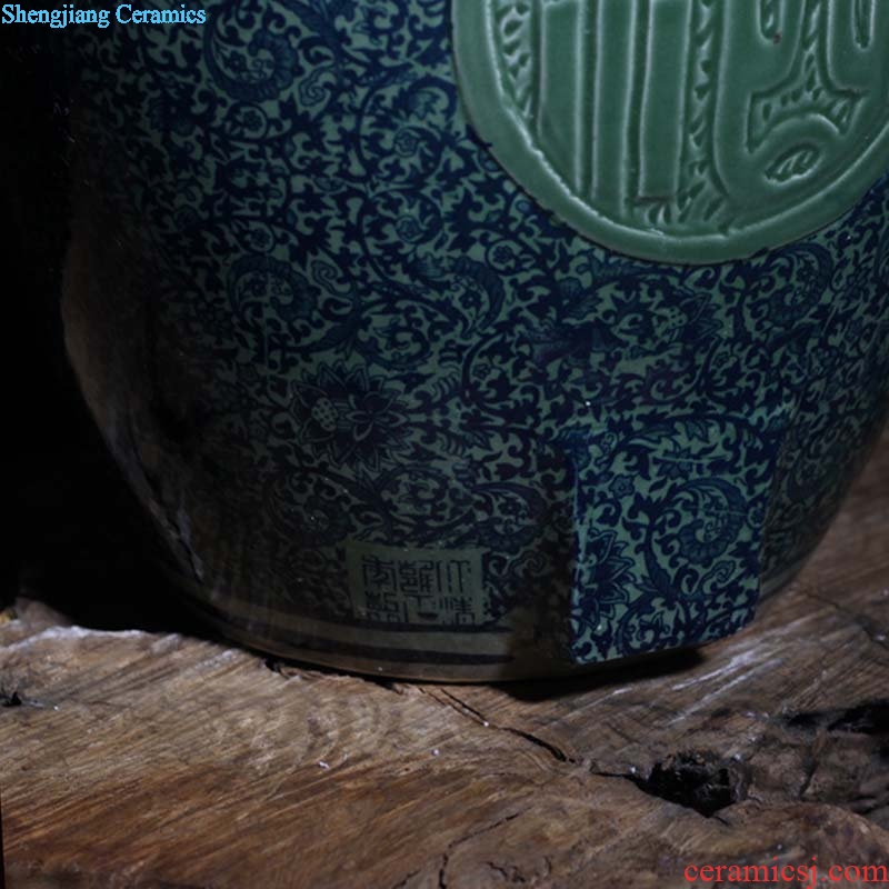 Jingdezhen 50 kg antique porcelain cover ceramic storage jar airtight jar of wine words practical drinks porcelain pot