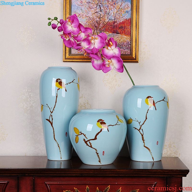 Jingdezhen ceramics hand-painted three-piece suit modern household of Chinese style of freehand brushwork sitting room porch ark handicraft furnishing articles