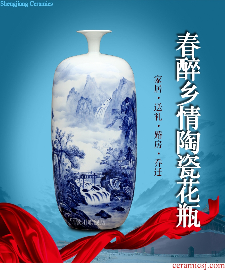Mesa of jingdezhen hand-painted landscape painting ceramic vases, sitting room place the study of modern Chinese arts and crafts decorations