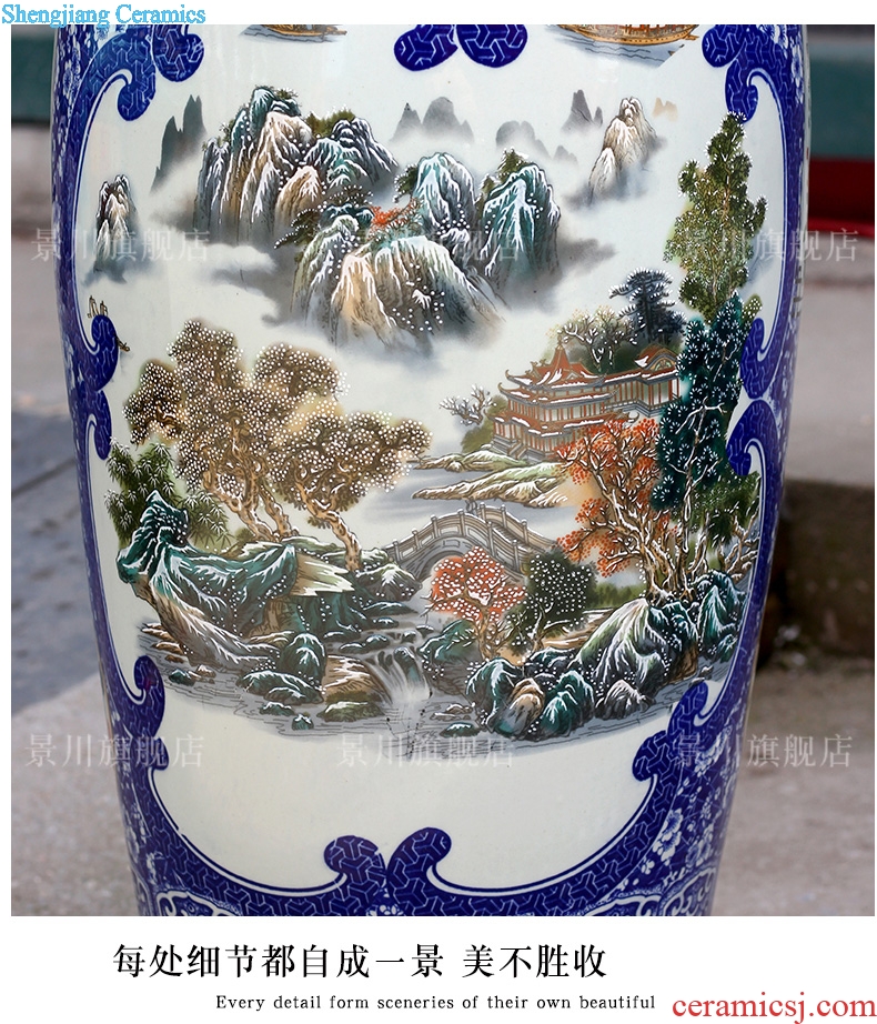 Jingdezhen ceramic rooster big vase modern hotel opening gifts sitting room ground flower arrangement of Chinese style household furnishing articles