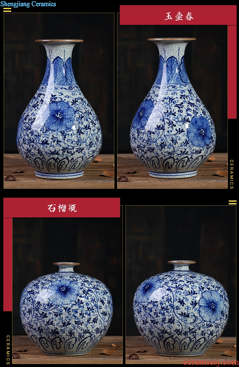 Jingdezhen ceramics vases, antique blue and white porcelain vase furnishing articles Chinese flower arranging sitting room decoration home decoration