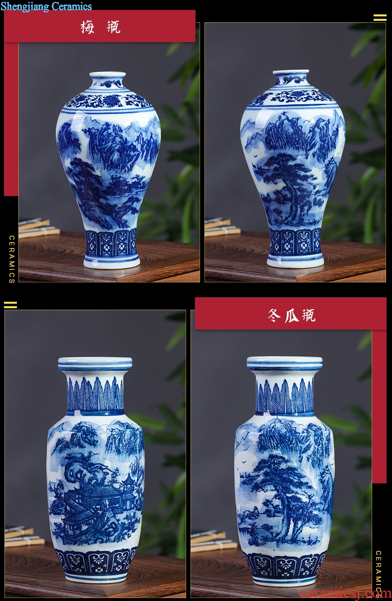 Floret bottle rich ancient frame furnishing articles Chinese vase of blue and white porcelain of jingdezhen ceramics decoration decoration arts and crafts