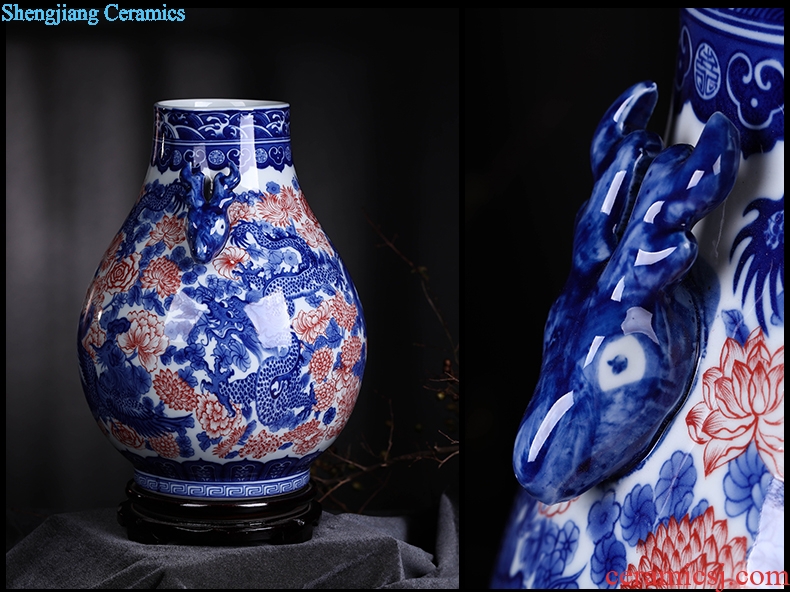 Jingdezhen blue and white porcelain vase furnishing articles sitting room of new Chinese style household ceramics TV ark porch decoration decoration