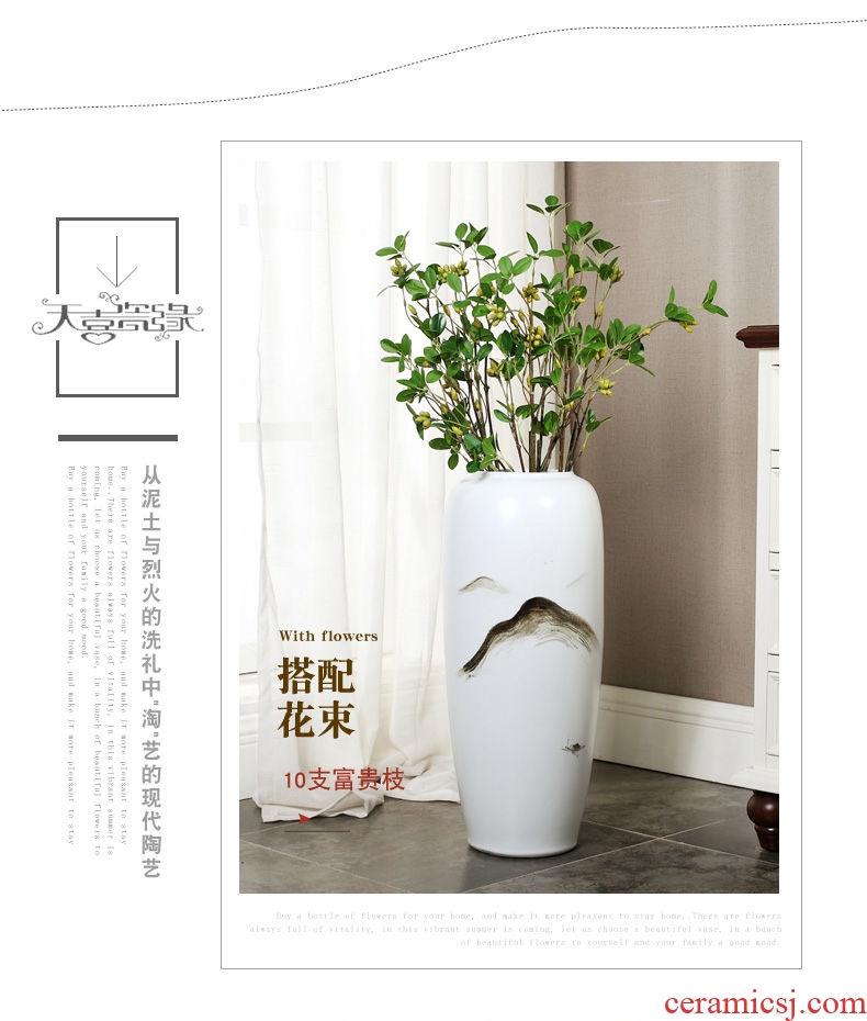 The sitting room of large ceramic vase modern American zen simulation flower arranging hotel furnishing articles TV ark household decoration
