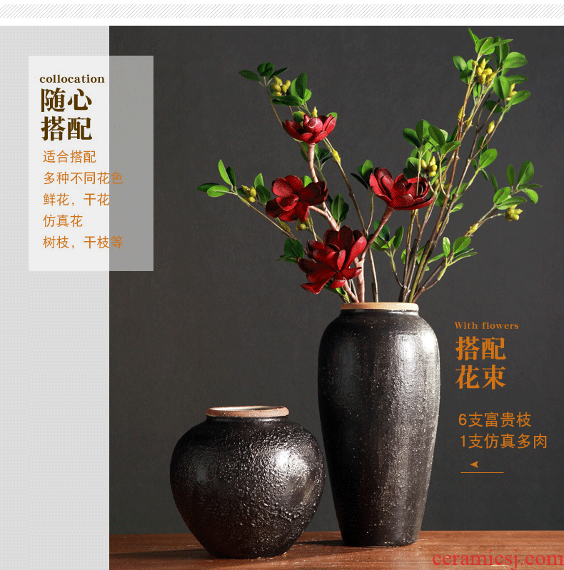 Jingdezhen restoring ancient ways do old clay coarse pottery vase is the sitting room TV ark ceramic clay pottery flower arranging nostalgic flowerpot