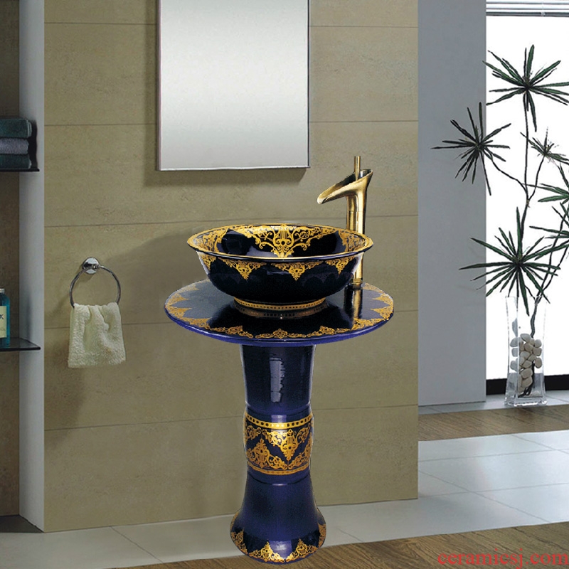 JingYan LanQin sea art pillar basin ceramic basin of pillar type lavatory basin vertical lavabo one-piece column