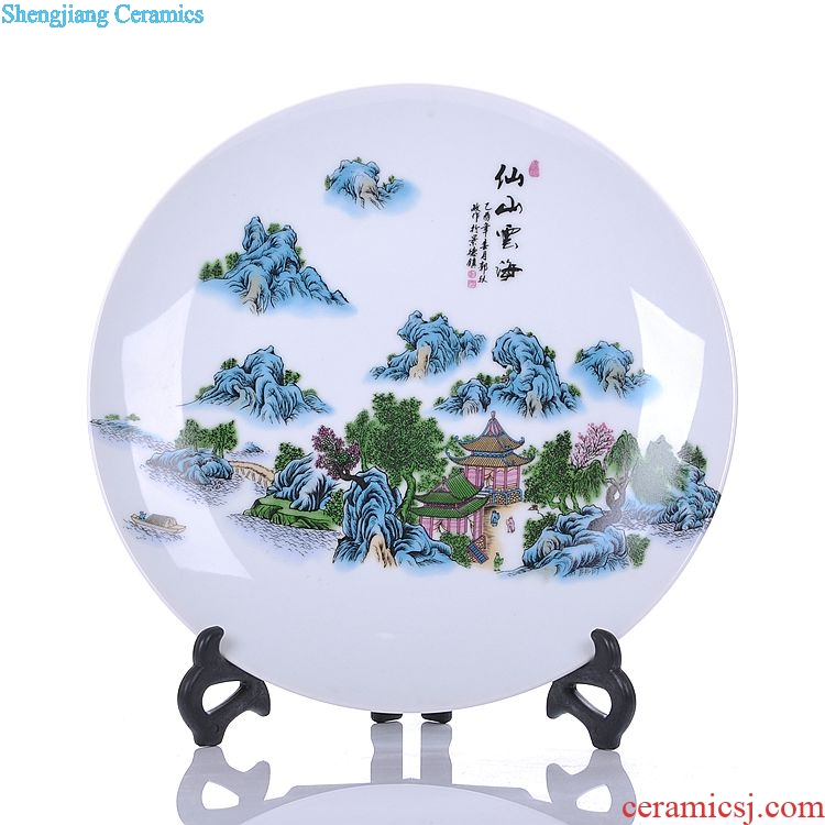 Jingdezhen ceramics landscape faceplate hang dish modern household adornment handicraft decoration decoration plate