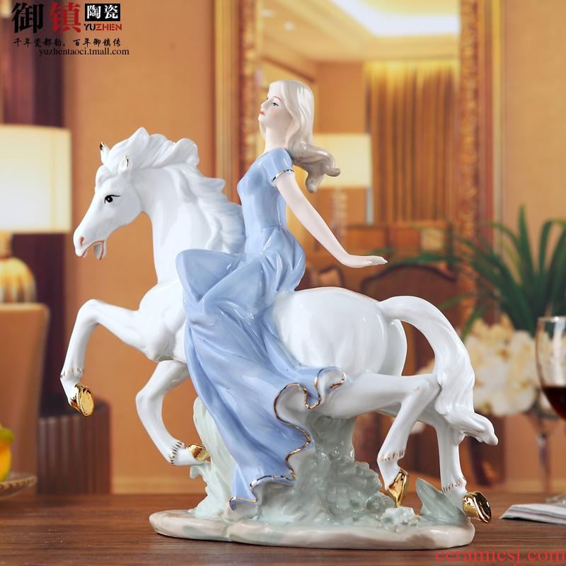 European and American creative arts and crafts beauty white horse furnishing articles sitting room porch home decoration ceramic decoration wedding gift