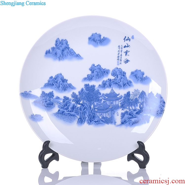 Jingdezhen ceramics landscape faceplate hang dish modern household adornment handicraft decoration decoration plate