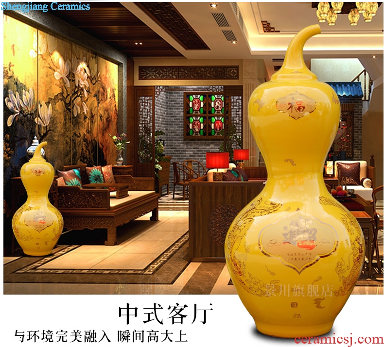 Jingdezhen ceramic maxim landing big gourd vases home sitting room store modern Chinese style furnishing articles