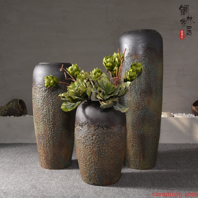 Jingdezhen Chinese style restoring ancient ways is the sitting room of large vase do old coarse pottery flower arranging flower art ceramic vases, home furnishing articles