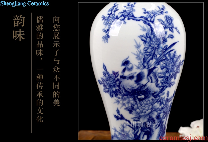 Jingdezhen ceramics landscape painting large blue and white porcelain vase contemporary household adornment desktop sitting room mesa furnishing articles