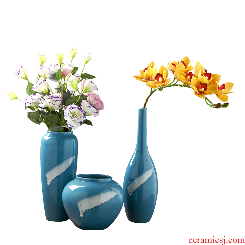 Contemporary and contracted Mediterranean ceramic vase of dry flower arranging creative living room desktop small pure and fresh and furnishing articles ornaments