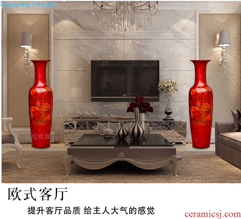 Color sharply jingdezhen ceramics glaze peony flowers prosperous large vases, crystal glaze furnishing articles in the living room