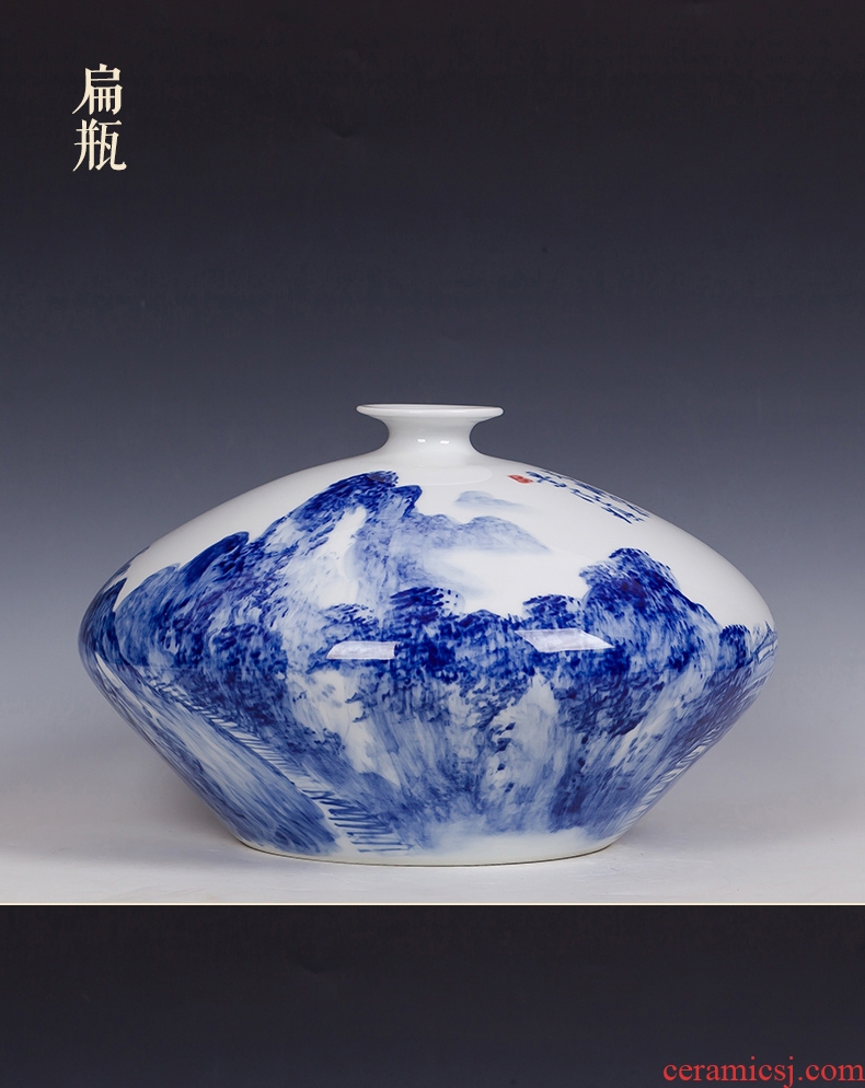 Jingdezhen ceramics famous Wu Wenhan hand-painted blue and white porcelain vase pomegranate landscape classical collection certificate