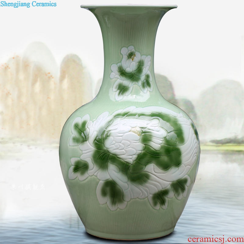 Jingdezhen chinaware lotus carved ice crack glaze cracks of large vases, 70 cm high sitting room big furnishing articles