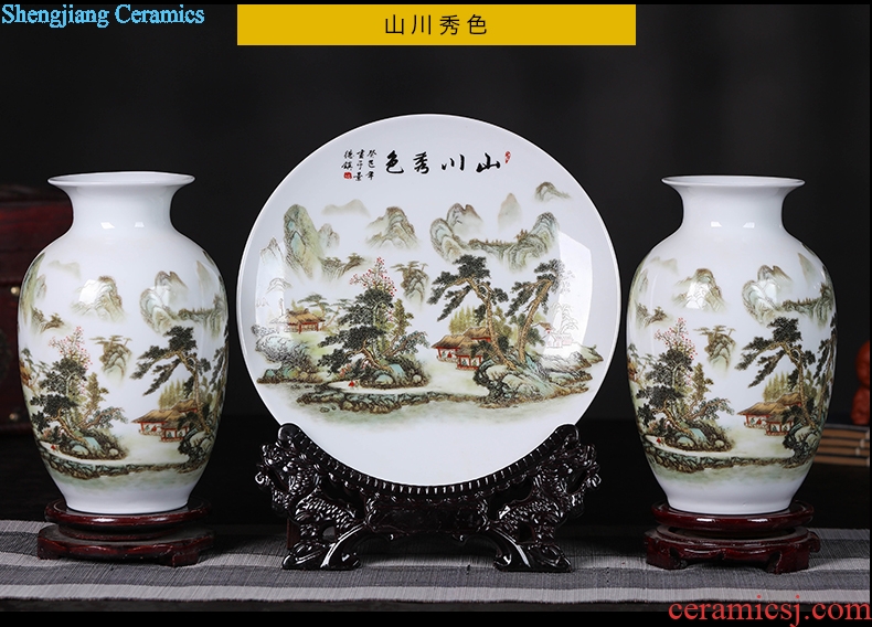 Porcelain of jingdezhen ceramics vase Chinese penjing flower arranging three-piece wine cabinet decoration plate of household decoration