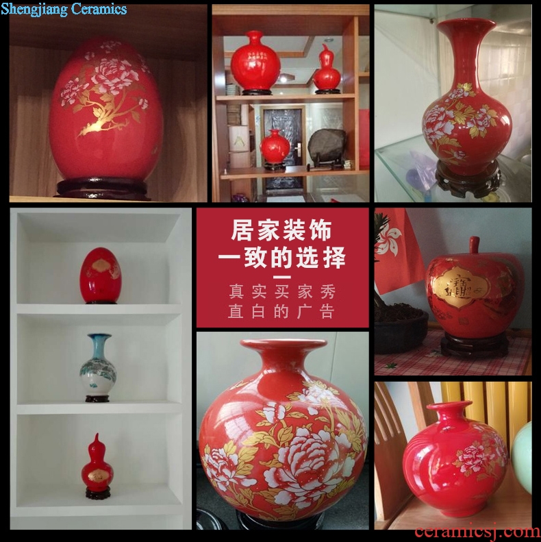 Jingdezhen ceramics China red longfeng gourd furnishing articles sitting room vase vases, modern home decoration