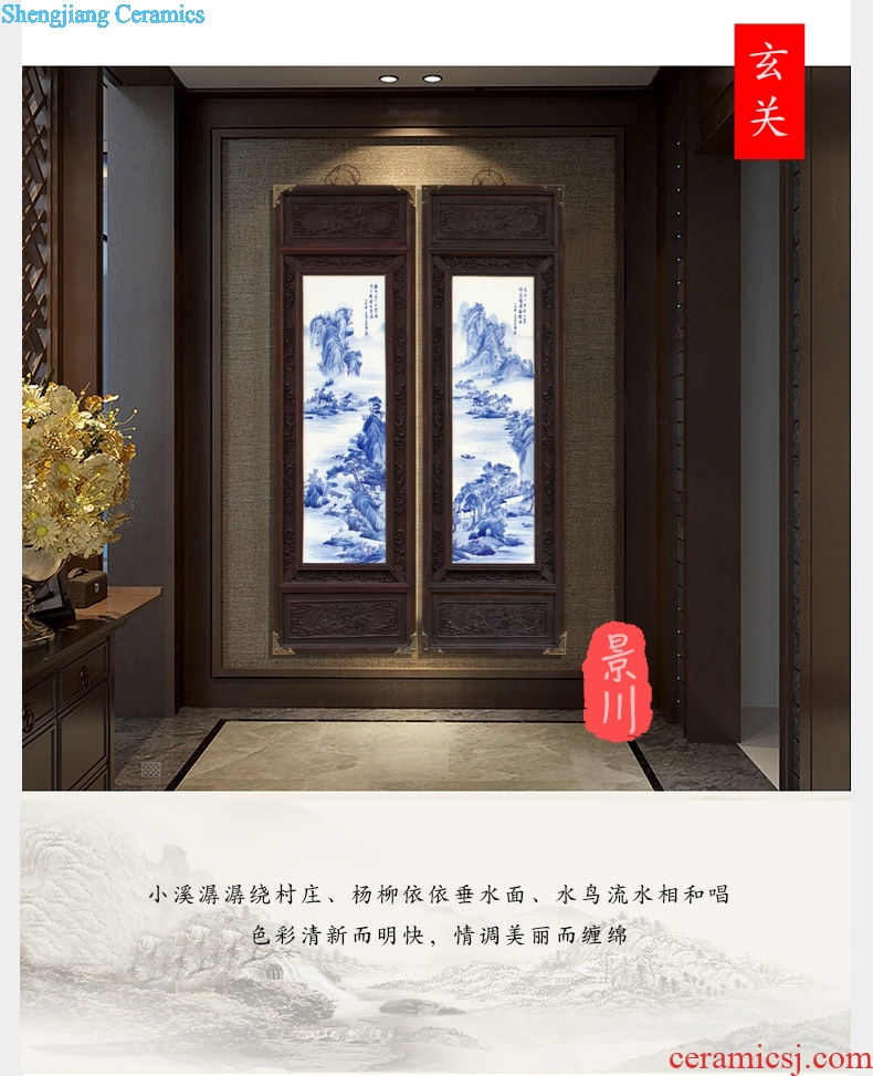 Jingdezhen porcelain plate painting hangs a picture of four screen hand-painted hotel landscape setting wall household act the role ofing is tasted furnishing articles sitting room