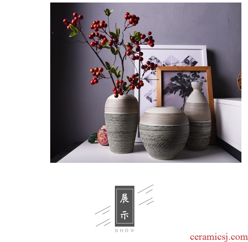 Contemporary and contracted sitting room desktop ceramic vase to restore ancient ways the small pure and fresh and dried flower flower flower implement coarse pottery furnishing articles