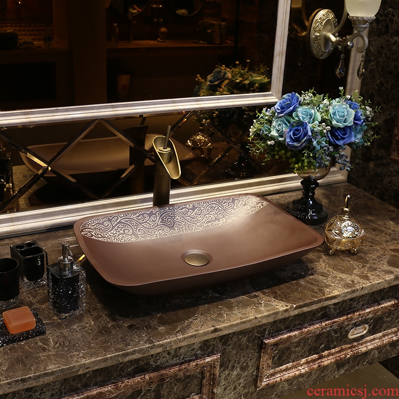 JingYan Fred over art stage basin creative ceramic lavatory rectangular basin archaize lavabo restoring ancient ways