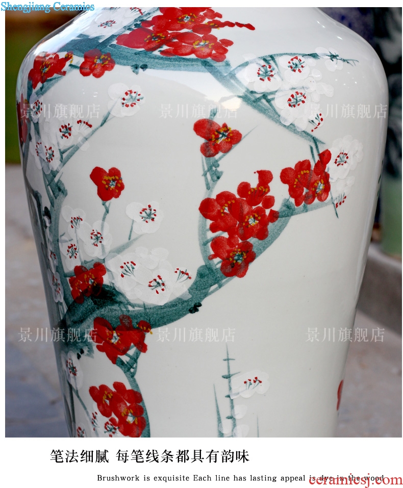 Creative jingdezhen ground vase sitting room place large ceramic dry flower flower arranging Chinese hand-painted home decoration