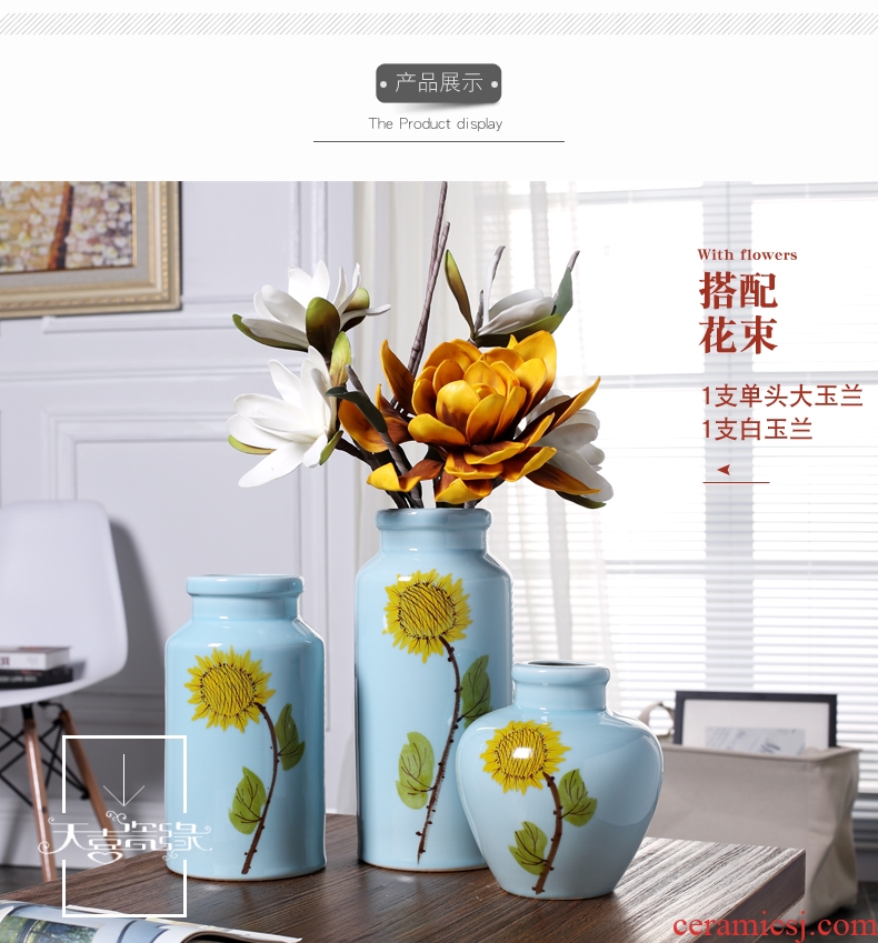 Jingdezhen contemporary and contracted ceramic vase furnishing articles creative living room small pure and fresh and dry flower arranging, table decorations