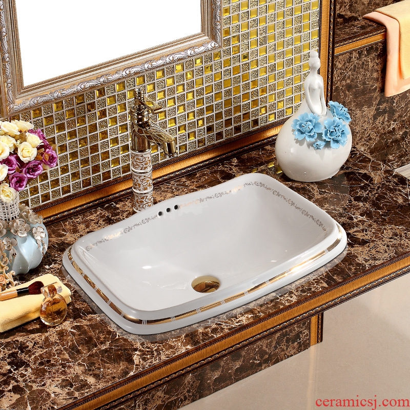 JingYan taichung basin square ceramic lavatory household artical basin sink half embedded platform basin