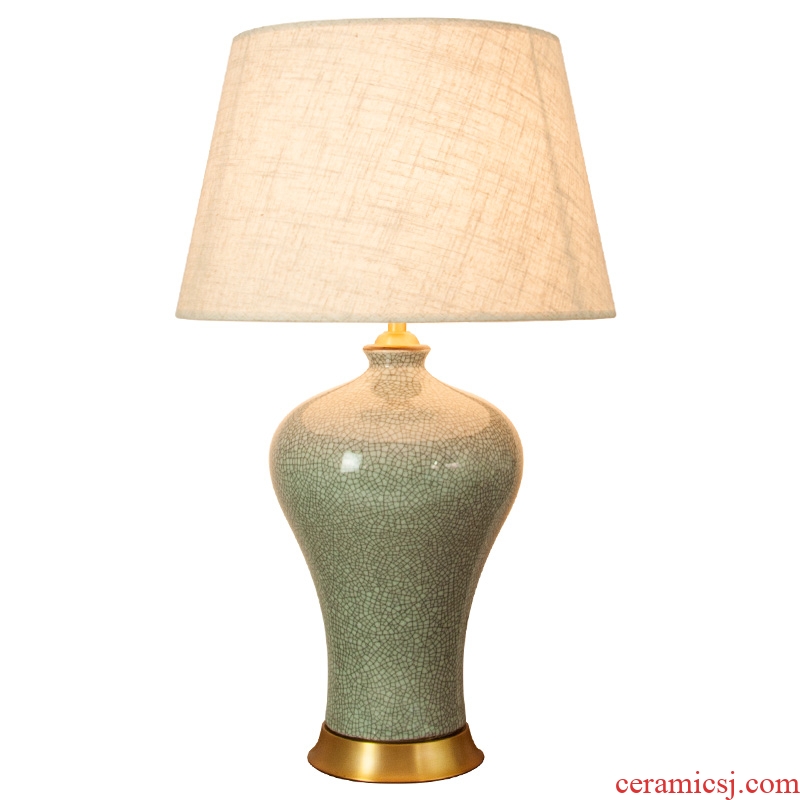 American retro full copper ceramic desk lamp contracted and contemporary study of crack sitting room adornment lamps and lanterns of bedroom the head of a bed, 1017