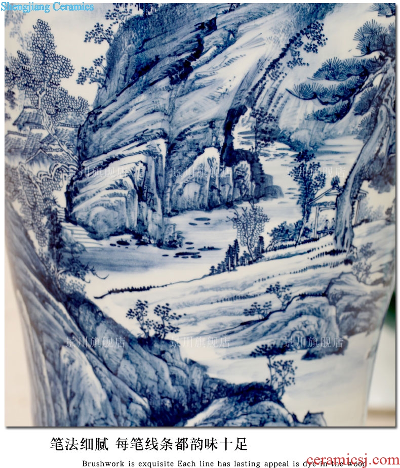 Hand-painted wind stream of large blue and white porcelain vase sitting room hotel adornment of jingdezhen ceramics big furnishing articles