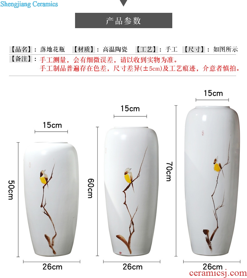 Jingdezhen ceramic vase of large living room TV cabinet modern simple hand-painted dried flowers flower arrangement of new Chinese style furnishing articles