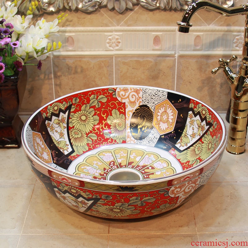 JingYuXuan jingdezhen ceramic art basin stage basin sinks the sink basin archaize luxury chrysanthemum