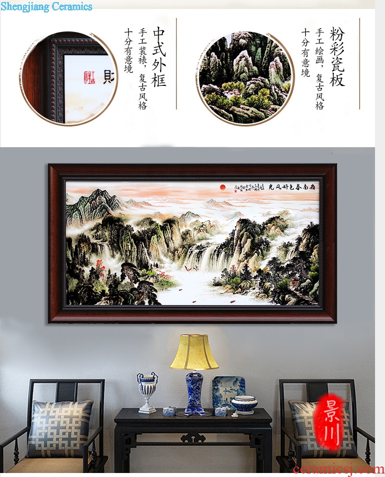 Jingdezhen porcelain plate painting pastel landscape painter in the living room a study room sofa setting wall decoration
