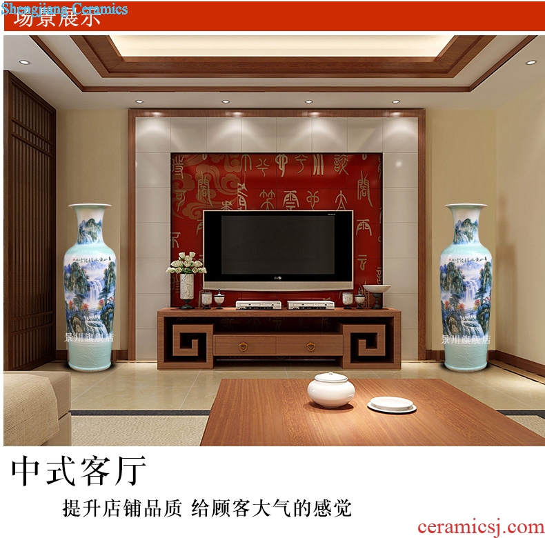 Jingdezhen ceramics hand-painted mountain stream figure sitting room of large vase study Chinese large household furnishing articles