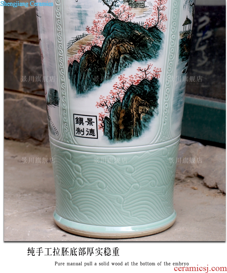 Jingdezhen ceramic hand-painted landscape all around the French vase household of Chinese style living room a study office furnishing articles