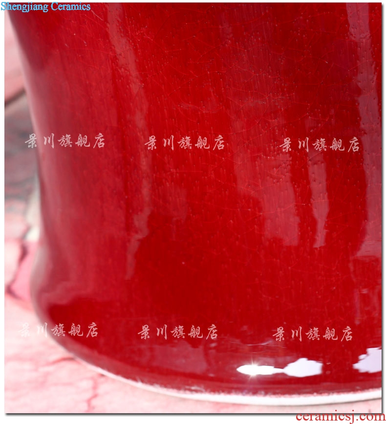 Jingdezhen China red ceramics dried flowers flower arrangement ruby red big vase household hotels sitting room be born modern large furnishing articles