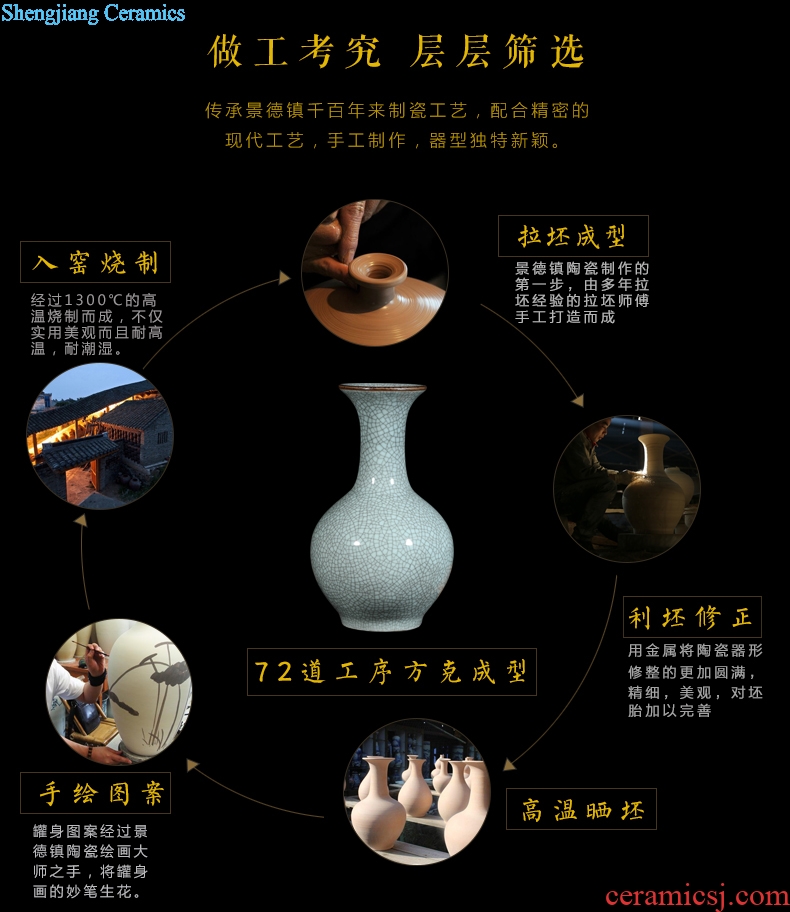 Jingdezhen ceramics vase furnishing articles flower arranging archaize sitting room kiln flower implement classical Chinese style household decorations
