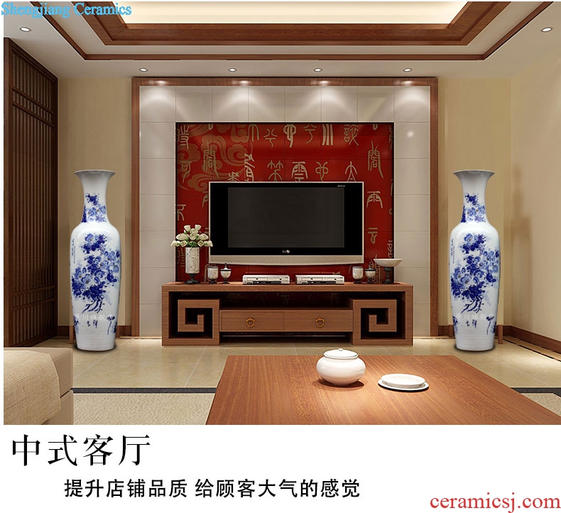 Jingdezhen ceramic hand-painted blooming flowers large vases, flower arrangement home sitting room hotel office furnishing articles