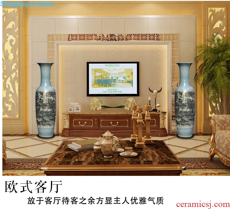 Jingdezhen ceramic antique piece of open crack glaze qing Ming vase painting of large sitting room place hotel decoration