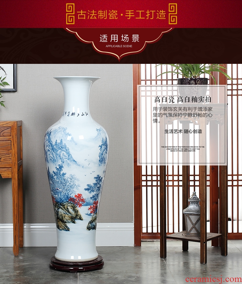 Jingdezhen ceramics high white large blue and white porcelain vase hotel opening gifts sitting room adornment is placed