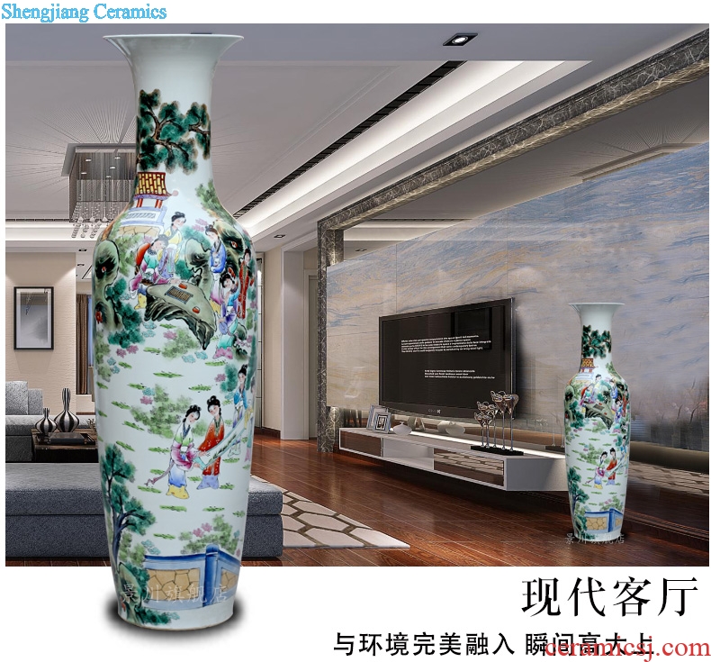 Jingdezhen household living room hand-painted famille rose had large vases, beauty character ceramics furnishing articles