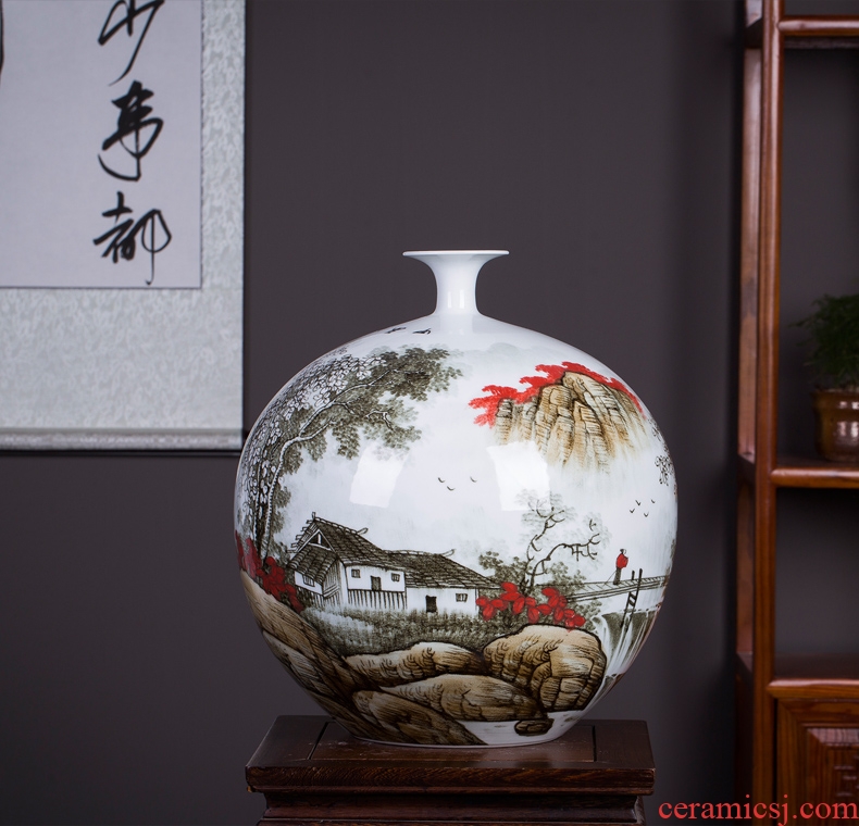 Jingdezhen ceramics hand-painted vases, flower arranging high furnishing articles classical Chinese style household decoration decoration large living room
