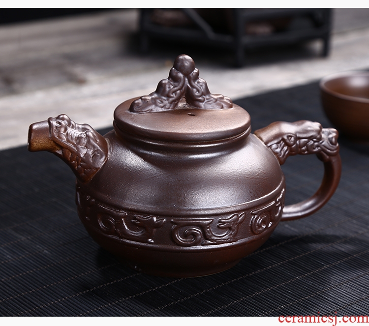 Restoring ancient ways leopard lam kung fu tea set suit household jingdezhen ceramic tea cup teapot Japanese tea ceremony the living room