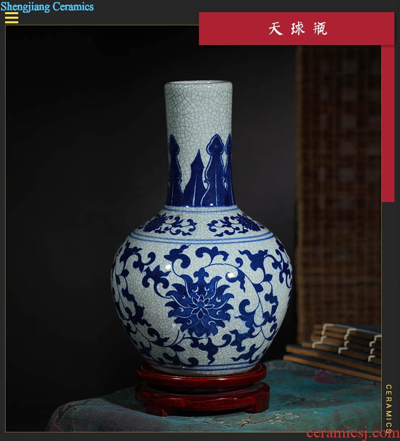 Jingdezhen ceramic vase furnishing articles sitting room flower arranging kiln antique blue and white porcelain vase decoration home decoration restoring ancient ways