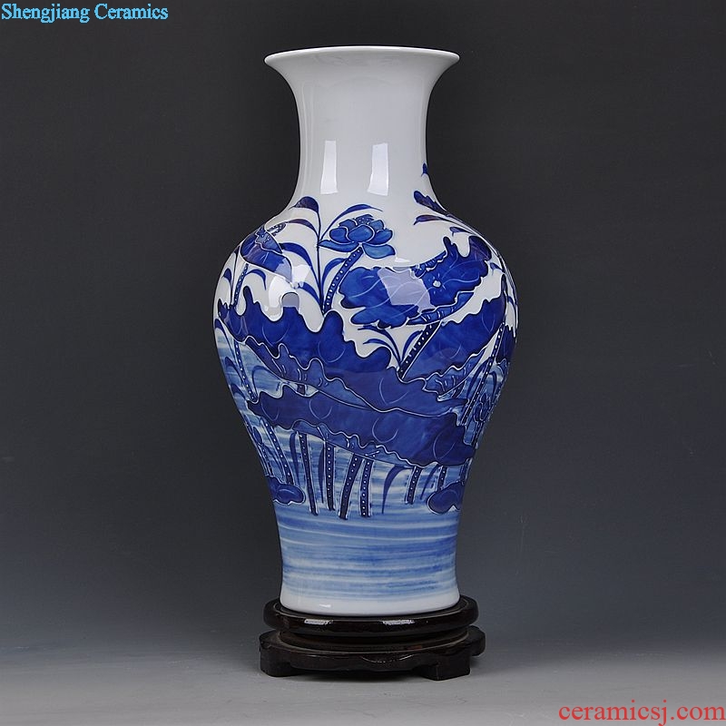 Jingdezhen ceramics relief modern blue and white porcelain vase home sitting room adornment handicraft furnishing articles