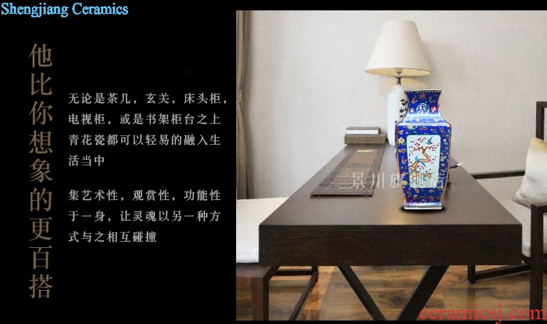 Jingdezhen ceramic famille rose colored enamel porcelain square bottle of flower arranging archaize sitting room mesa and flowers and birds home furnishing articles