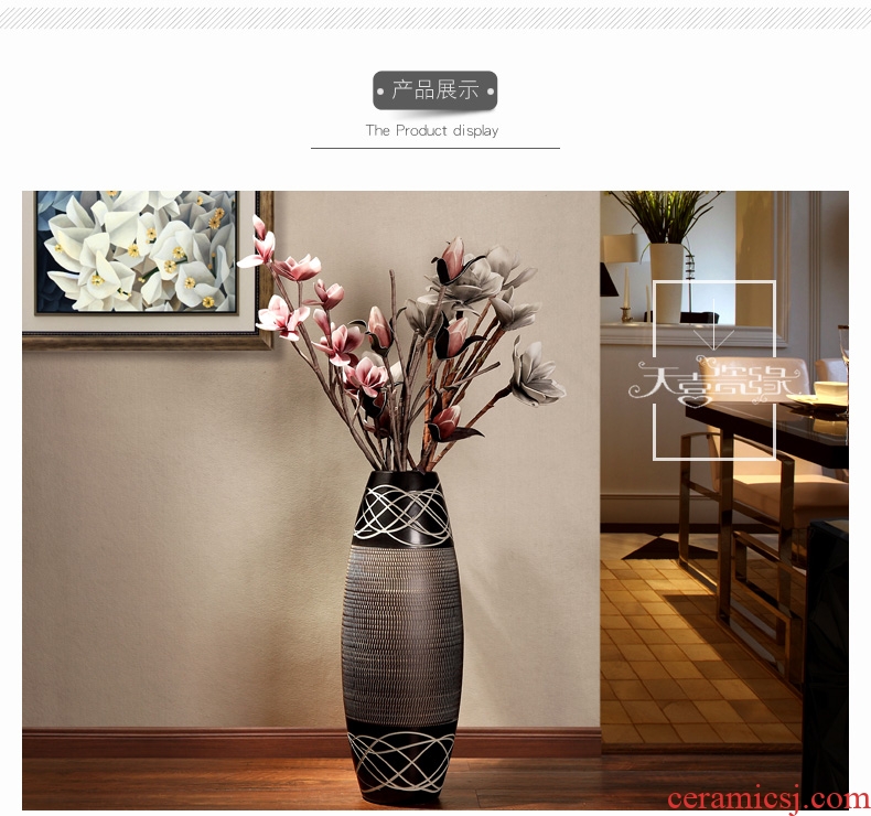 Jingdezhen ceramic vase of large modern creative living room household soft adornment pottery flower art furnishing articles