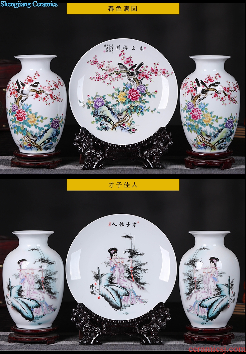 Porcelain of jingdezhen ceramics vase Chinese penjing flower arranging three-piece wine cabinet decoration plate of household decoration