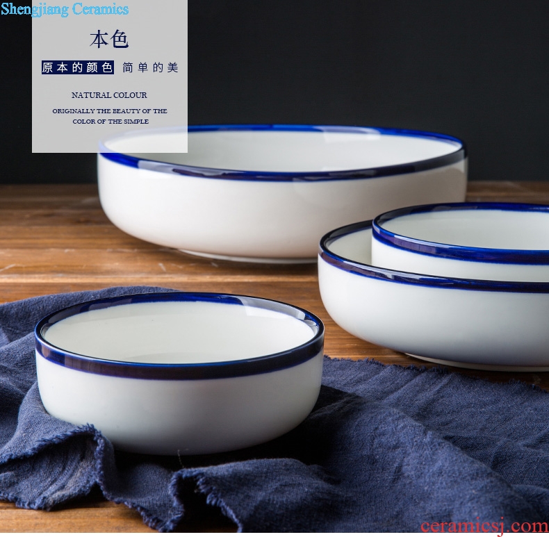 Million jia creative ceramic bowl rainbow noodle bowl bowl home a large soup pot soup bowl microwave li riceses leave