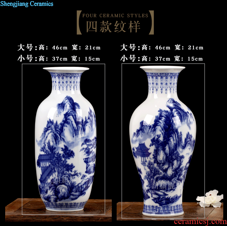 Jingdezhen ceramics landscape painting large blue and white porcelain vase contemporary household adornment desktop sitting room mesa furnishing articles